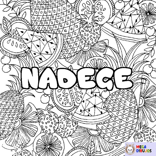 Coloración del nombre NADEGE - decorado mandala de frutas