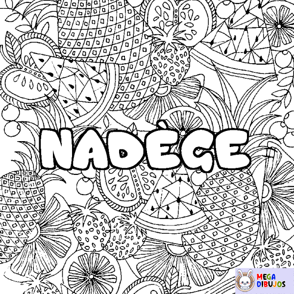 Coloración del nombre NAD&Egrave;GE - decorado mandala de frutas