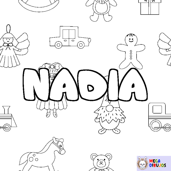 Coloración del nombre NADIA - decorado juguetes