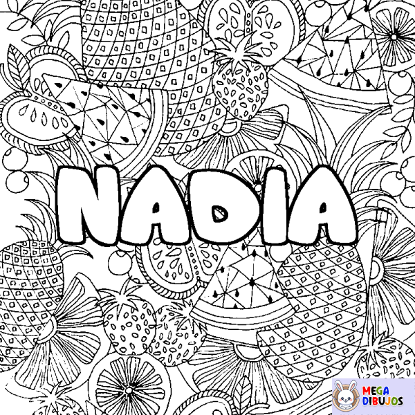 Coloración del nombre NADIA - decorado mandala de frutas