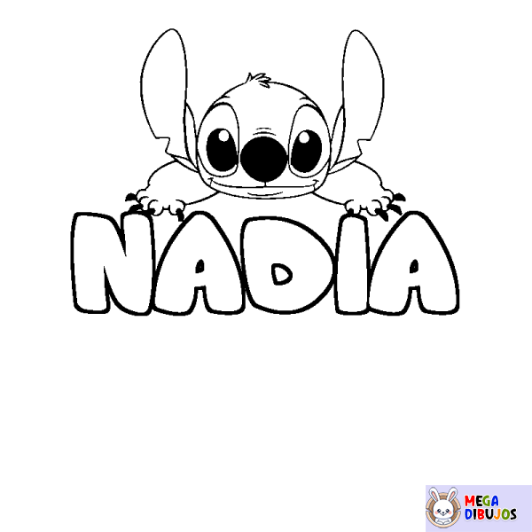 Coloración del nombre NADIA - decorado Stitch