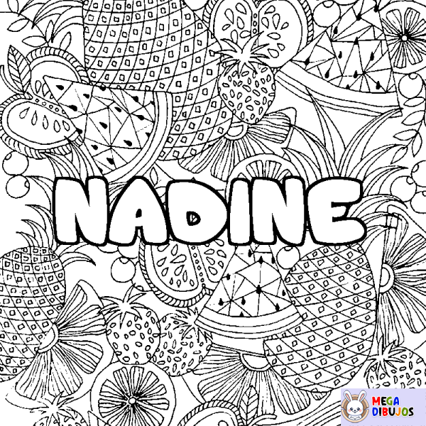 Coloración del nombre NADINE - decorado mandala de frutas