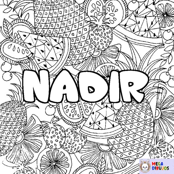 Coloración del nombre NADIR - decorado mandala de frutas