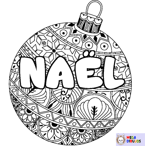 Coloración del nombre NA&Euml;L - decorado bola de Navidad