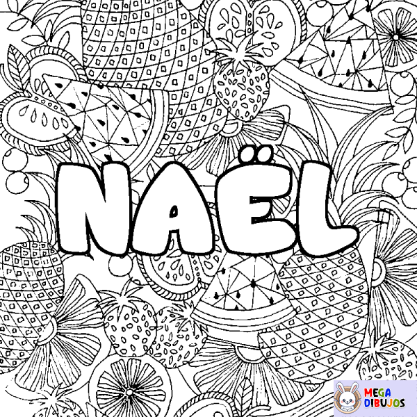 Coloración del nombre NA&Euml;L - decorado mandala de frutas