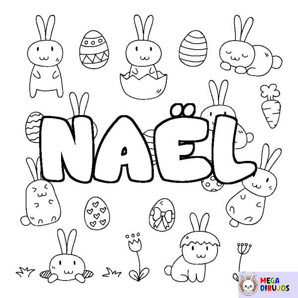 Coloración del nombre NA&Euml;L - decorado Pascua