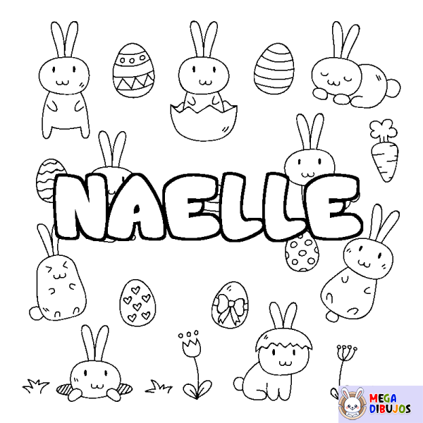 Coloración del nombre NAELLE - decorado Pascua