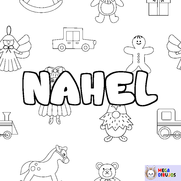 Coloración del nombre NAHEL - decorado juguetes