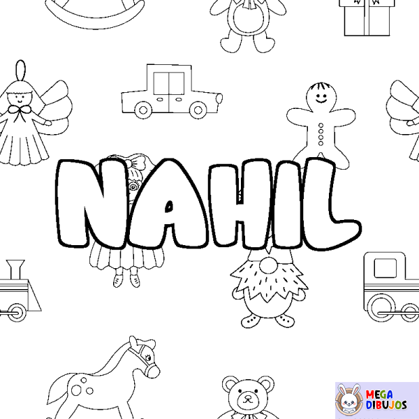 Coloración del nombre NAHIL - decorado juguetes