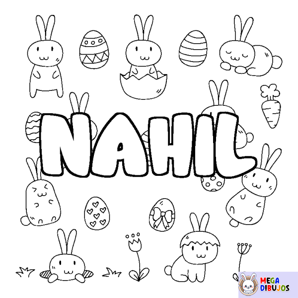 Coloración del nombre NAHIL - decorado Pascua