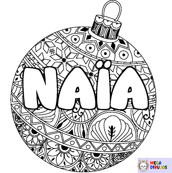 Coloración del nombre NA&Iuml;A - decorado bola de Navidad