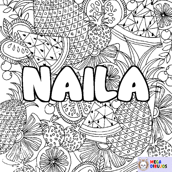 Coloración del nombre NAILA - decorado mandala de frutas