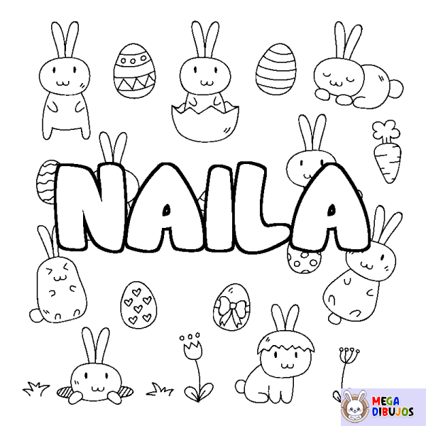 Coloración del nombre NAILA - decorado Pascua