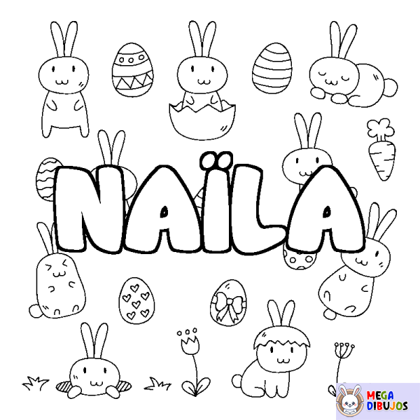 Coloración del nombre NA&Iuml;LA - decorado Pascua