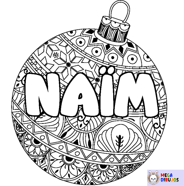 Coloración del nombre NA&Iuml;M - decorado bola de Navidad