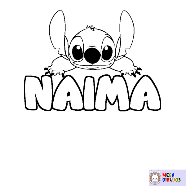 Coloración del nombre NAIMA - decorado Stitch