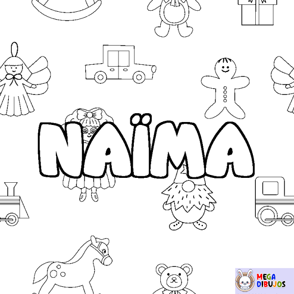 Coloración del nombre NA&Iuml;MA - decorado juguetes