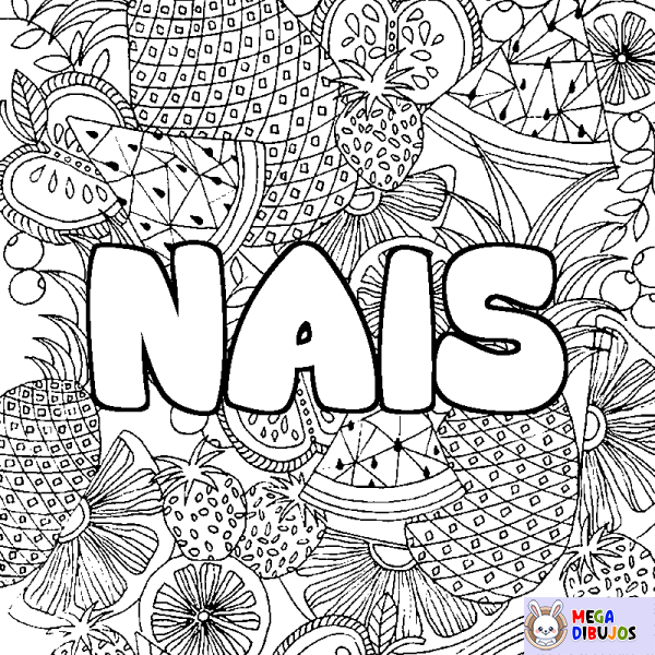 Coloración del nombre NAIS - decorado mandala de frutas