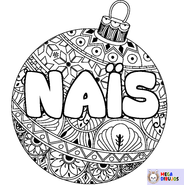 Coloración del nombre NA&Iuml;S - decorado bola de Navidad