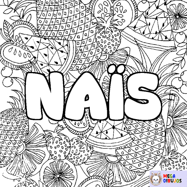 Coloración del nombre NA&Iuml;S - decorado mandala de frutas