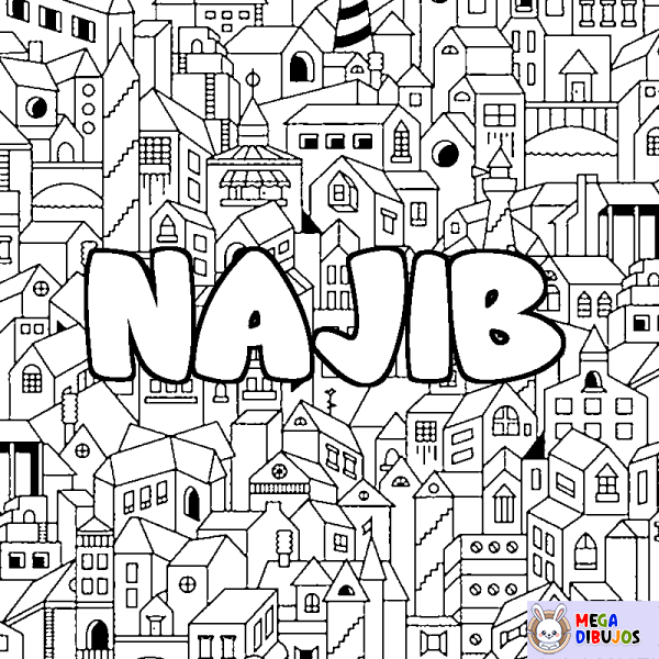 Coloración del nombre NAJIB - decorado ciudad