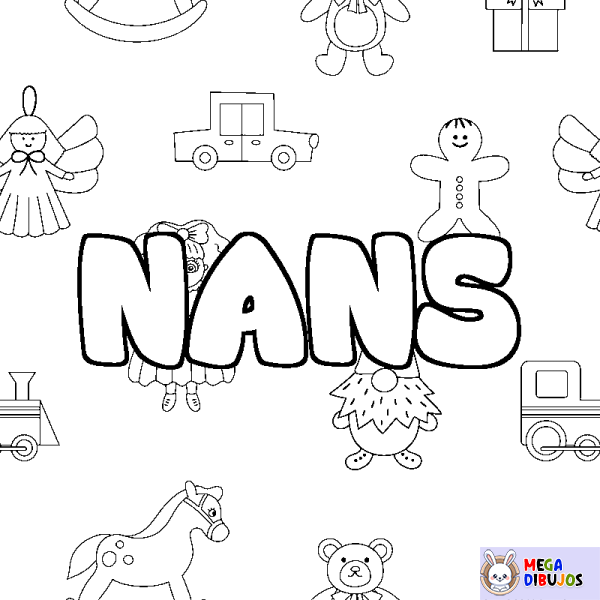 Coloración del nombre NANS - decorado juguetes