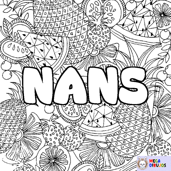 Coloración del nombre NANS - decorado mandala de frutas