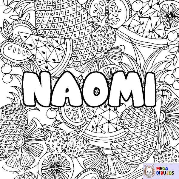 Coloración del nombre NAOMI - decorado mandala de frutas