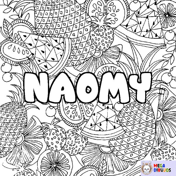 Coloración del nombre NAOMY - decorado mandala de frutas