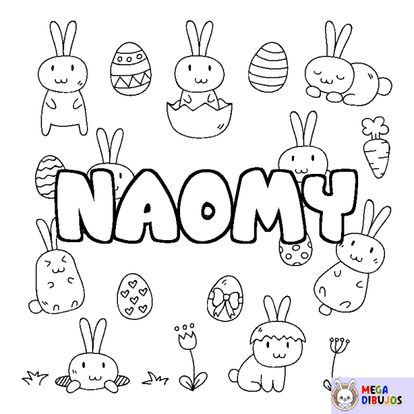 Coloración del nombre NAOMY - decorado Pascua