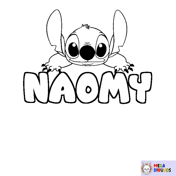 Coloración del nombre NAOMY - decorado Stitch