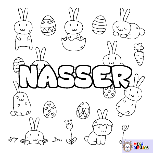 Coloración del nombre NASSER - decorado Pascua