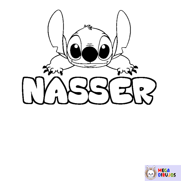 Coloración del nombre NASSER - decorado Stitch