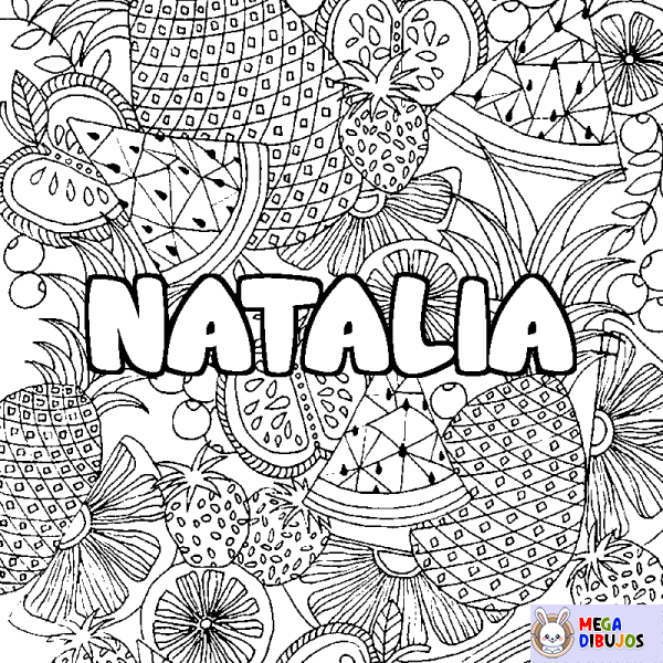 Coloración del nombre NATALIA - decorado mandala de frutas