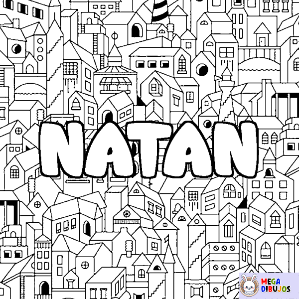 Coloración del nombre NATAN - decorado ciudad