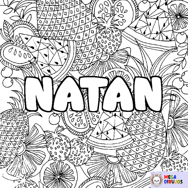 Coloración del nombre NATAN - decorado mandala de frutas