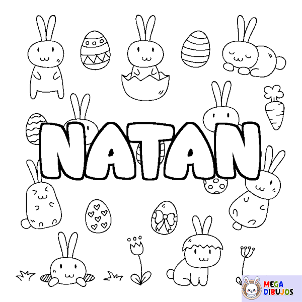 Coloración del nombre NATAN - decorado Pascua