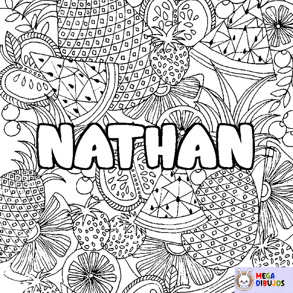 Coloración del nombre NATHAN - decorado mandala de frutas