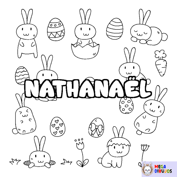 Coloración del nombre NATHANA&Euml;L - decorado Pascua