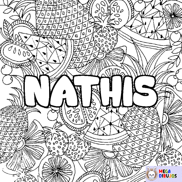 Coloración del nombre NATHIS - decorado mandala de frutas