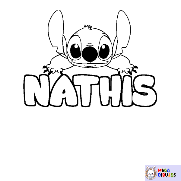 Coloración del nombre NATHIS - decorado Stitch