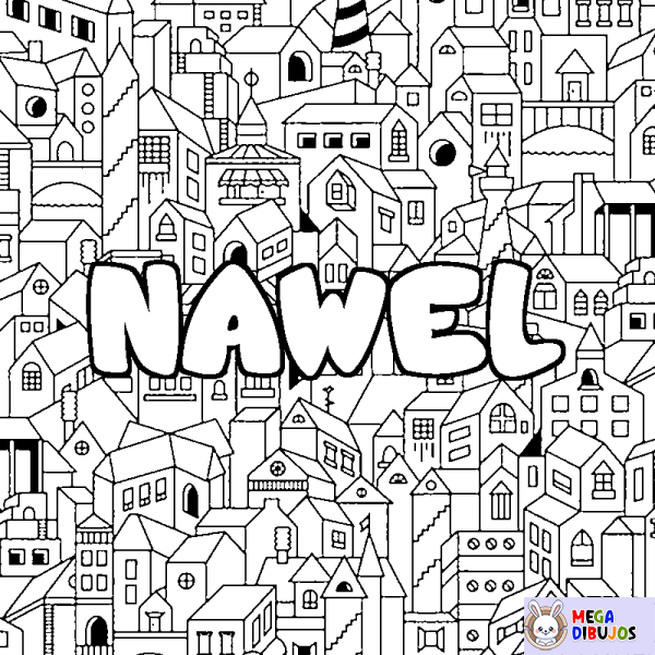 Coloración del nombre NAWEL - decorado ciudad