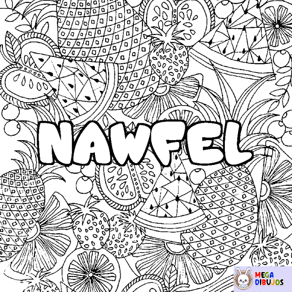 Coloración del nombre NAWFEL - decorado mandala de frutas