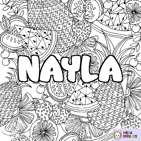 Coloración del nombre NAYLA - decorado mandala de frutas