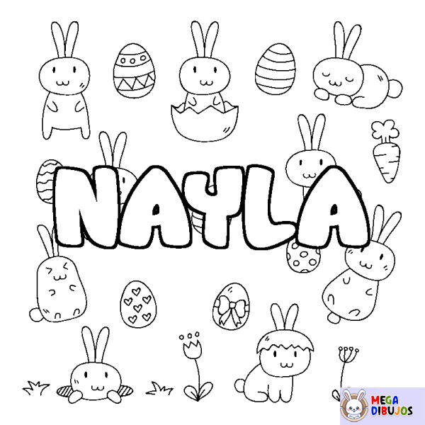 Coloración del nombre NAYLA - decorado Pascua