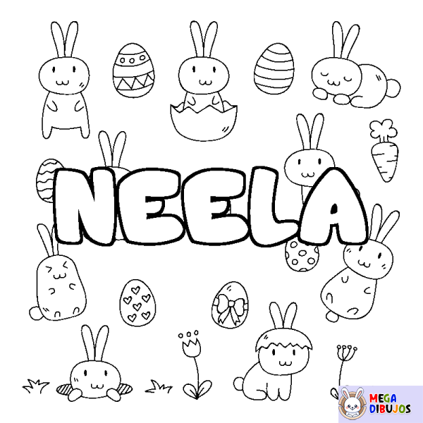 Coloración del nombre NEELA - decorado Pascua