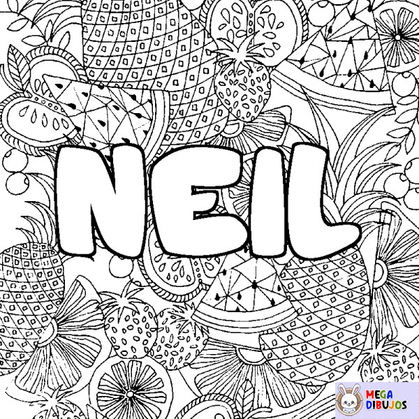 Coloración del nombre NEIL - decorado mandala de frutas