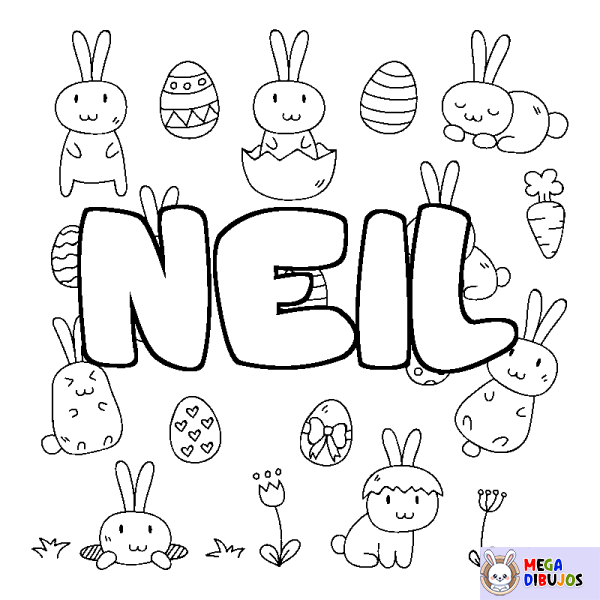 Coloración del nombre NEIL - decorado Pascua