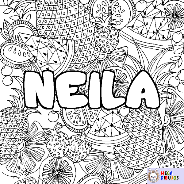 Coloración del nombre NEILA - decorado mandala de frutas