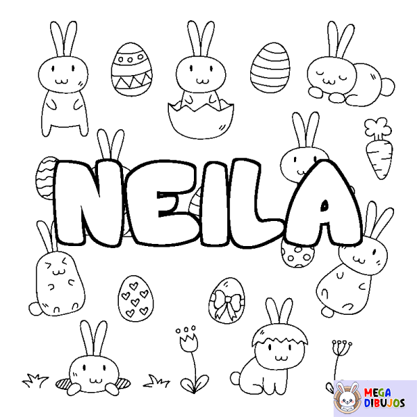 Coloración del nombre NEILA - decorado Pascua